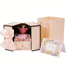 Rose And Bear Flower Love Necklace Birthday Gift