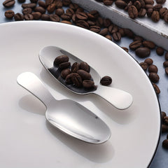 2pcs Stainless Steel Dessert Spoon Set Short Handle Coffee Scoop Mini Tea Spoons