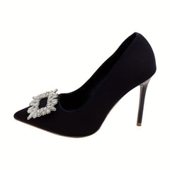Women's Square Rhinestone Stiletto Heels Point Toe Party Pumps