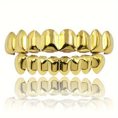 Silvery Teeth Grillz Set Top & Bottom Hip Hop Rapper Jewelry
