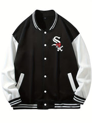 SX Heart Eyes Letter Print Baseball Jacket Men's Spring Fall Clothes