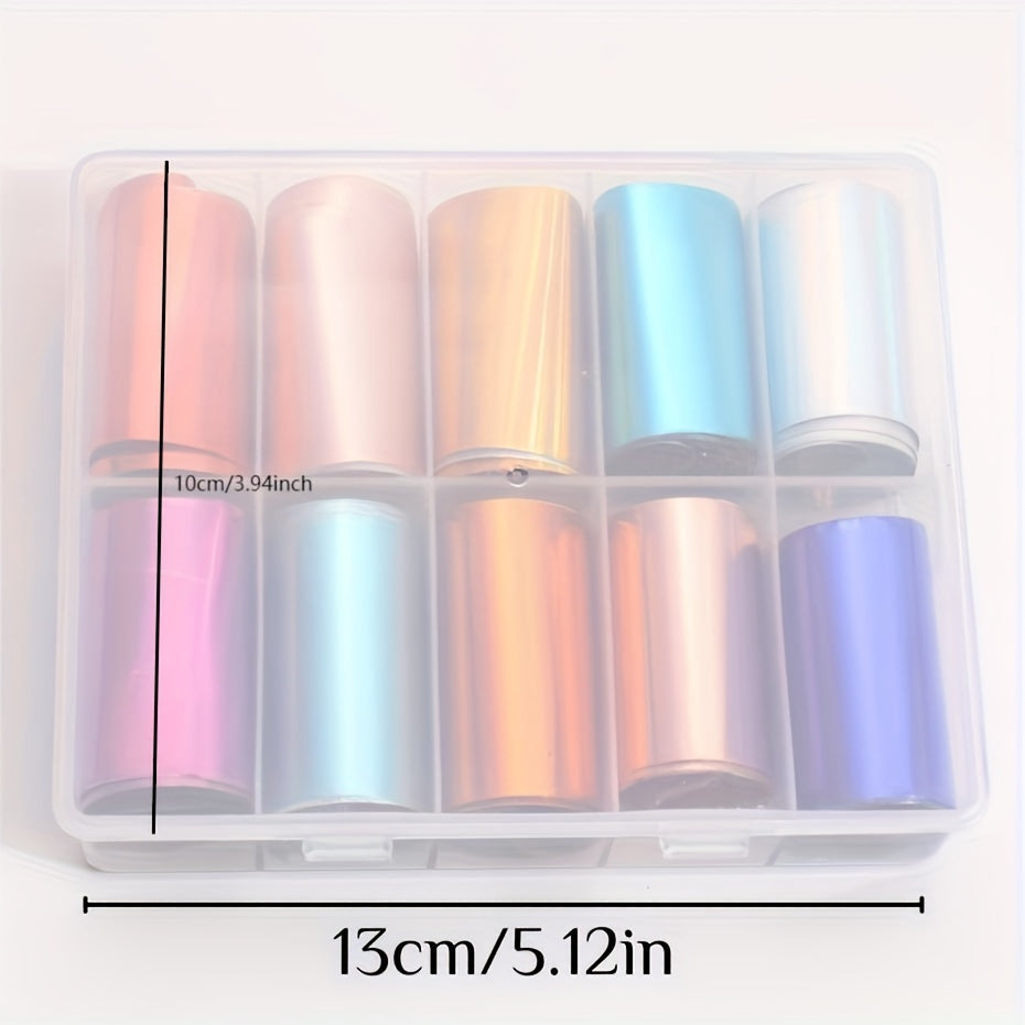 10 Sparkling Nail Foils for Gel Polish Transfer & Nail Art