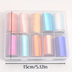 10 Sparkling Nail Foils for Gel Polish Transfer & Nail Art