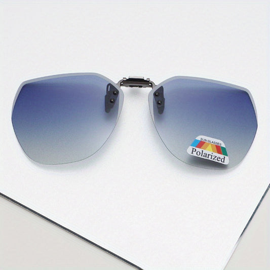 Polarized Gradient Clip On Sunglasses Rimless Flip Up Anti Glare Driving Glasses