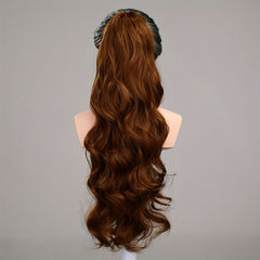 Long Wavy Ponytail Extensions Synthetic Clip In Hair Natural Look