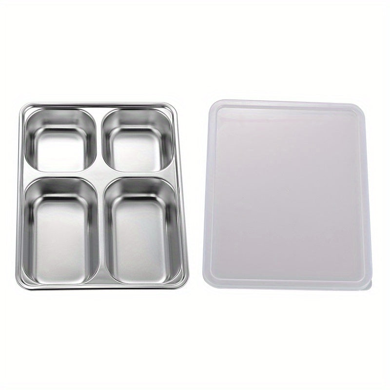 304 Stainless Steel Divided Dining Plate for Camping School Home Durable