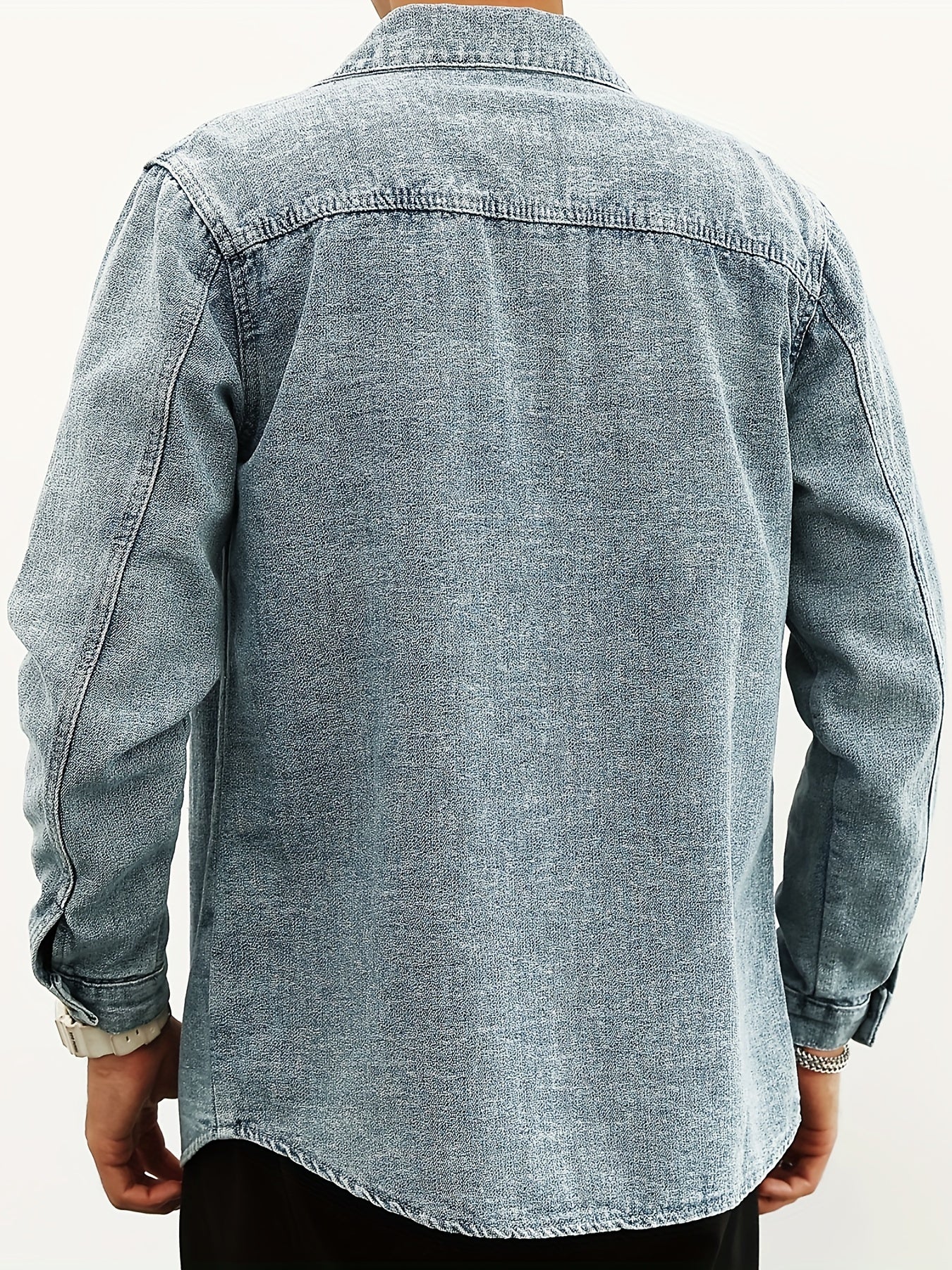 Men's Denim Jacket Lapel Button Up Coat Spring Fall