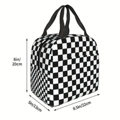 Chessboard & Plaid Print Insulated Lunch Bag