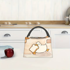 Duck & Bread Pattern Lunch Bag Insulated Tote for Work School Picnic