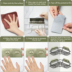 Triangle Shower Caddy Rack Wall Mounted Bathroom Kitchen Storage