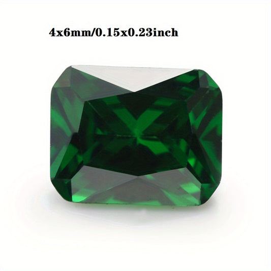 Rectangle Cut Green Zirconia CZ Loose Gemstone