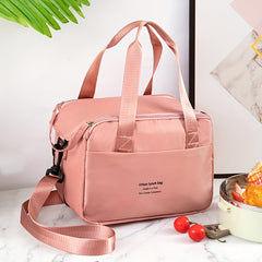 Pink Insulated Lunch Bag Reusable Leak Proof Bento Box with Adjustable Strap