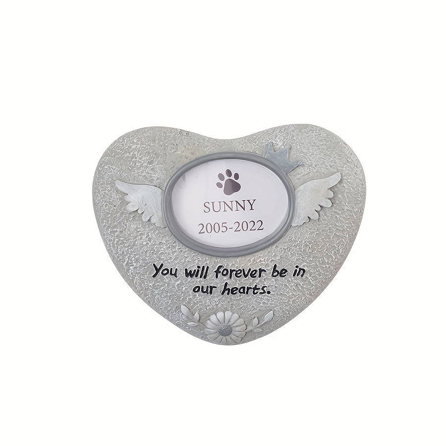 Paw Shaped Pet Memorial Stone with Photo Frame for Dogs or Cats