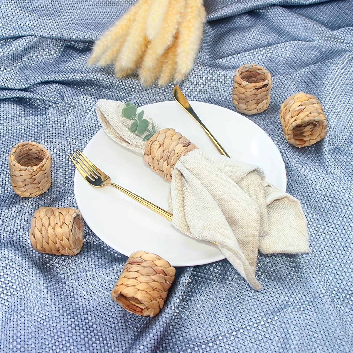 6pcs Woven Napkin Buckle Boho Holder for Wedding Thanksgiving