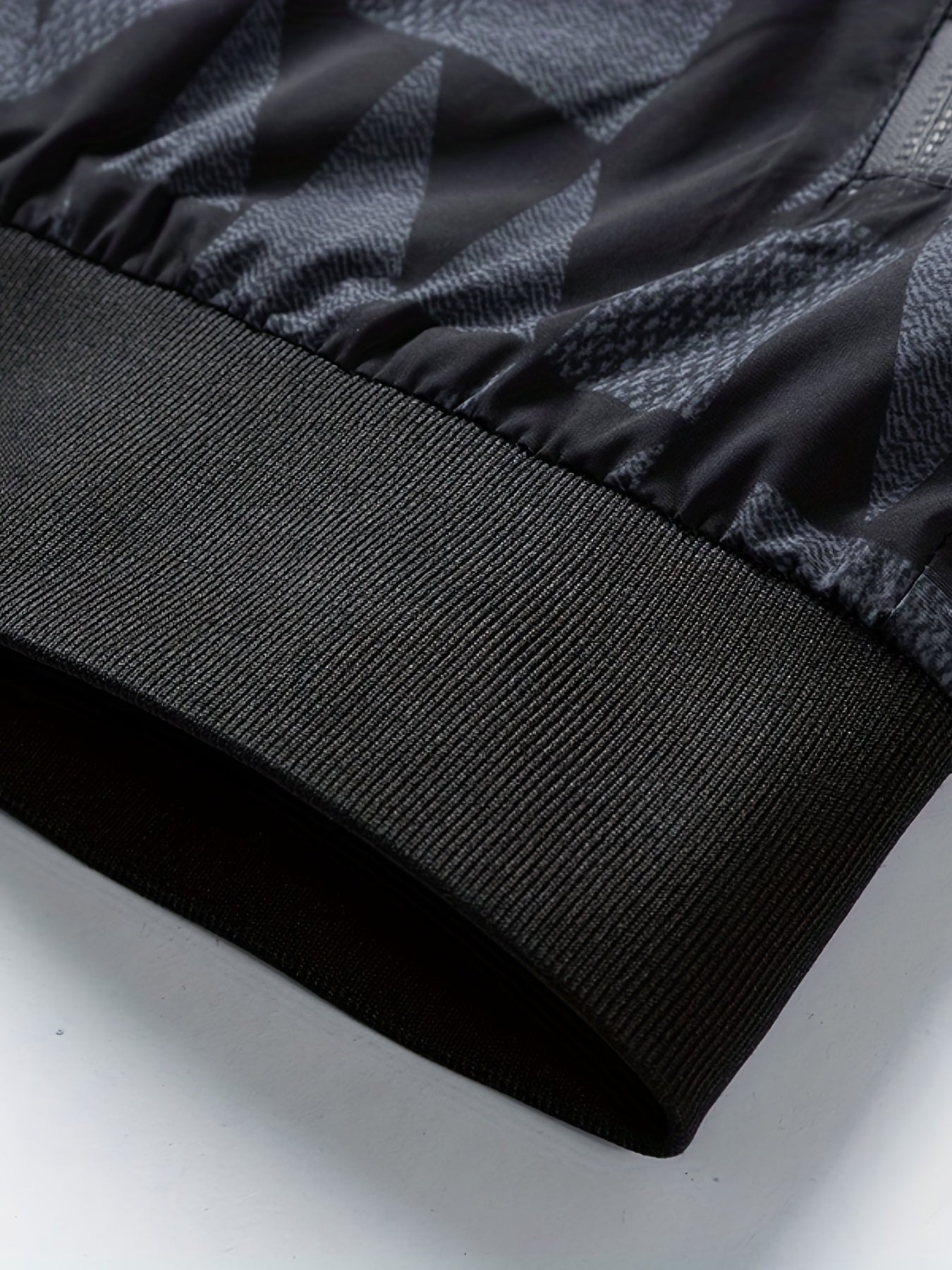 Geometric Print Men's Casual Zipper Pockets Jacket Coat