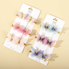 6 Pcs Pink & Golden Butterfly Hair Clips