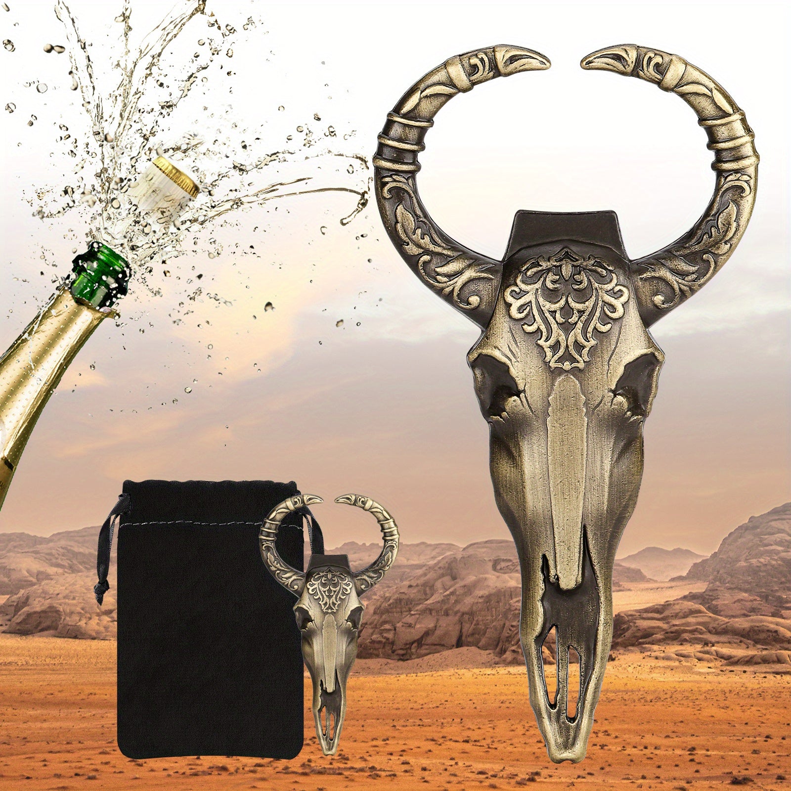 Cow Skull Corkscrew Bull Skull Beer Bottle Opener For Men Women Dad Son Him Her