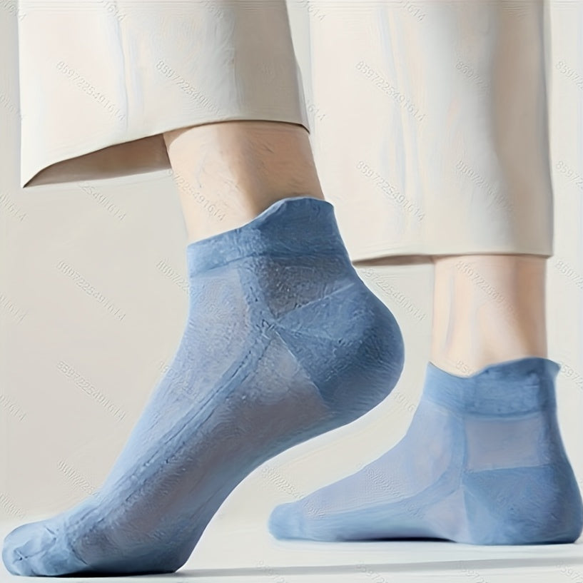 5pairs Boys Kids Casual Thin Mesh Low Ankle Socks For Spring Summer