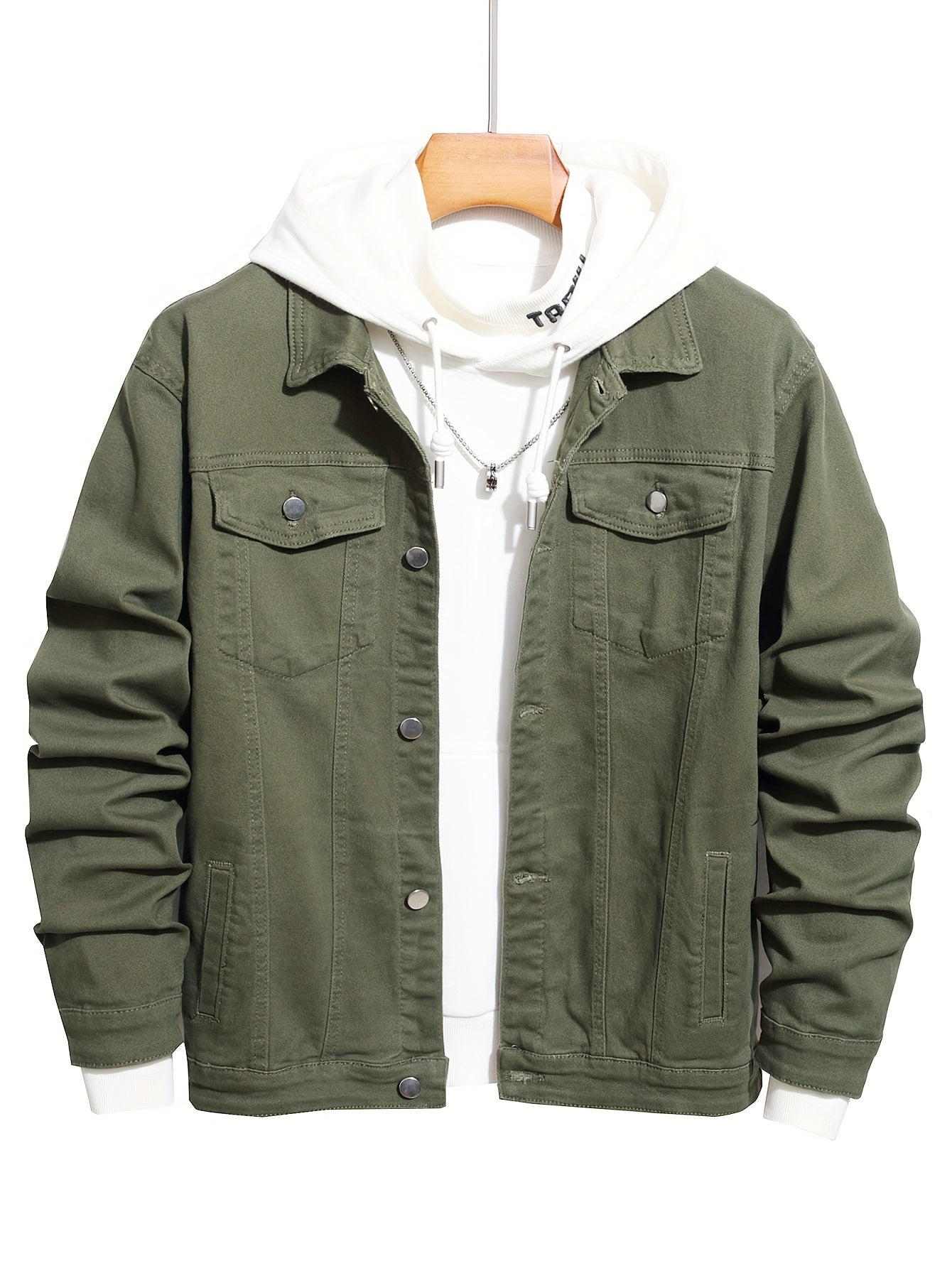 Contrast Stitching Denim Jacket Men's Casual Button Up Jacket