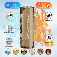 Custom Name Floral Print 20oz Stainless Steel Tumbler