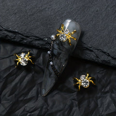 10pcs Halloween Spider Nail Art Charms With Rhinestones 3D Alloy Spider Nail Gem