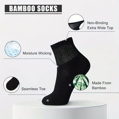 4 Pair Bamboo Non-Binding Diabetic Ankle Socks