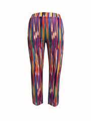 Striped Short Sleeve Crop Top & Pants Outfits Set