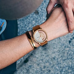 Men's Round Dial Quartz Watch & Letter Detail Bracelet Set