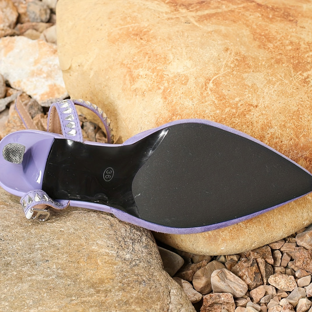 Women's Rhinestone Pointed Toe Slingback Heels