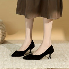 Women's Pointed Toe Kitten Heels Slip On Low Heels Office Work Shoes