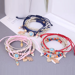 Colorful Bracelet Hand & Eye Pendant Rice Beads Bracelet For Women