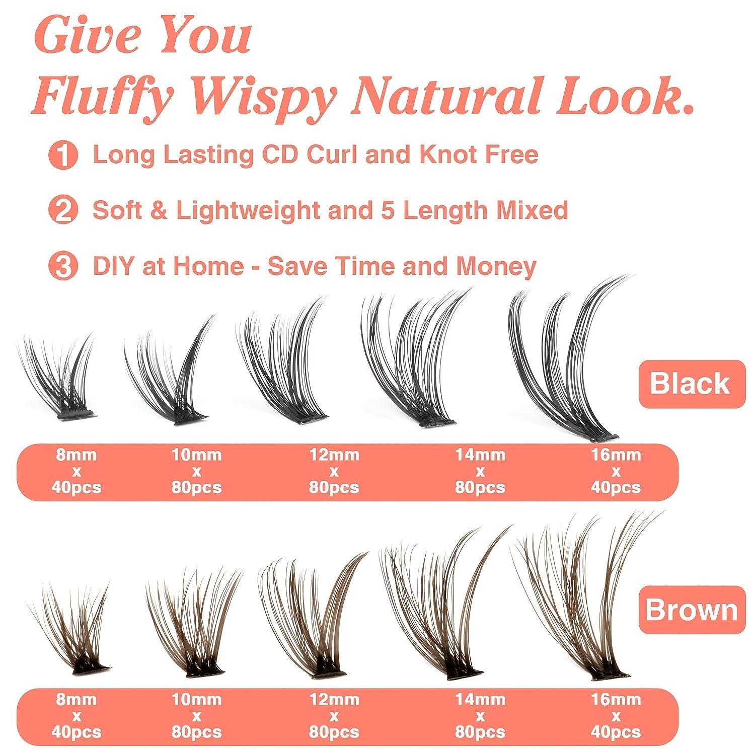 640pcs Brown Lash Clusters DIY Extensions + Halloween Lashes