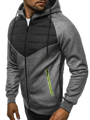 Patchwork Zip Hooded Sweatshirt Men's Jacket Coat