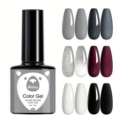 Glitter Gel Nail Polish Set - 6 Colors Soak Off No Wipe Gel Polish