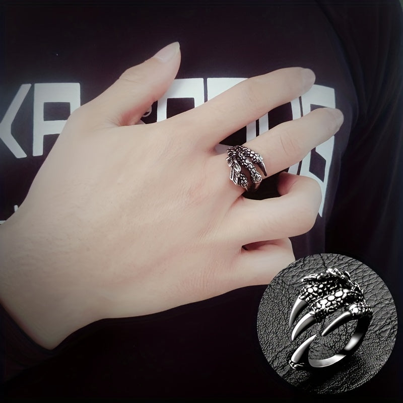 Men's Dragon Claw Hip hop Embossed Retro Ring