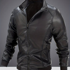 Men's Casual Zip Up Faux Leather Jacket