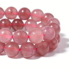 Strawberry Quartz Crystal Stone Beads 60pcs DIY Bracelet Necklace Accessories