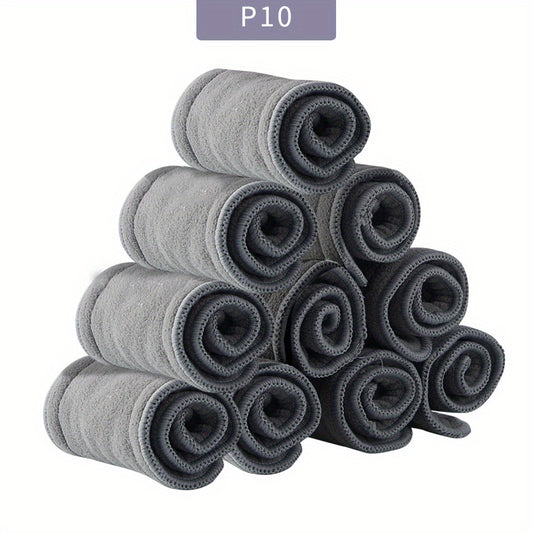 10pcs Bamboo Charcoal Washable Diaper 2 Layers Bamboo Charcoal 3 Layers