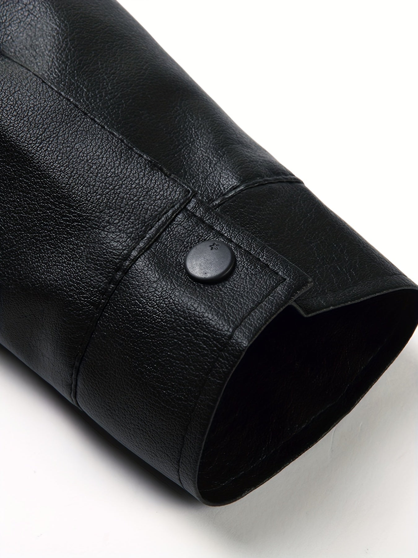 Men's Classic PU Zip Up Faux Leather Jacket for Spring Fall