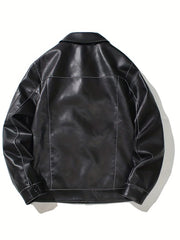 Men's Lapel Faux Leather Jacket Spring Fall