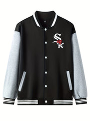 SX Heart Eyes Letter Print Baseball Jacket Men's Spring Fall Clothes