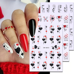 Valentine Nail Art Stickers With Heart Self Adhesive Nail Decals