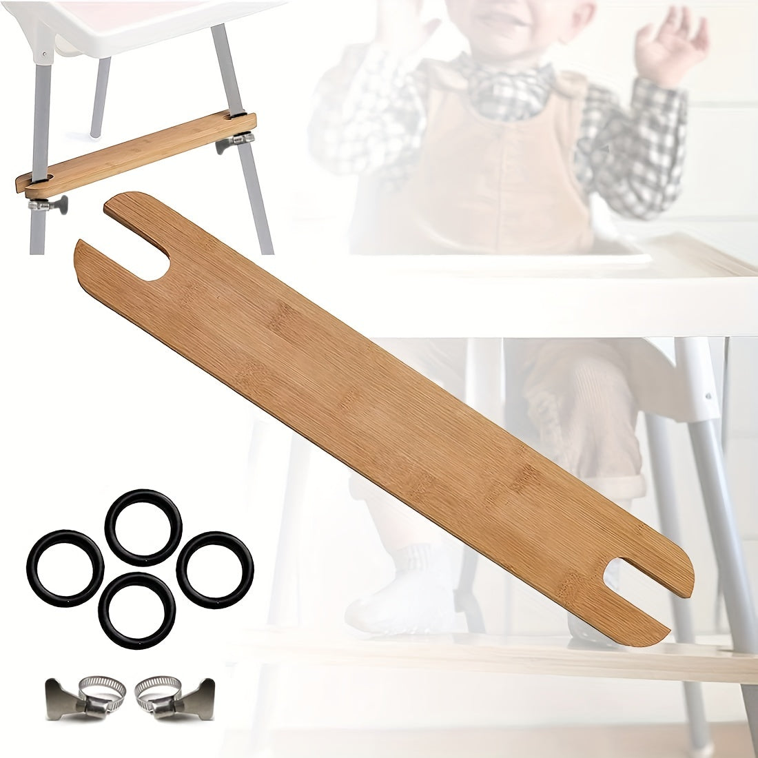 Adjustable Bamboo Baby High Chair Footrest
