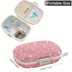 8 Compartment Pill Organizer with Diamond Travel Medicine Case 1 Pack