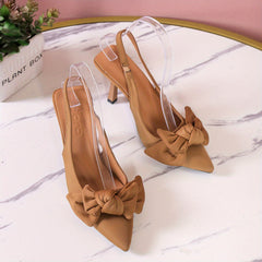 Women's Bowknot Stiletto Heels Point Toe Slingback Pumps