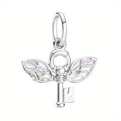 Star Galaxy Astronaut Beaded Bracelet with Angel Wings Charm