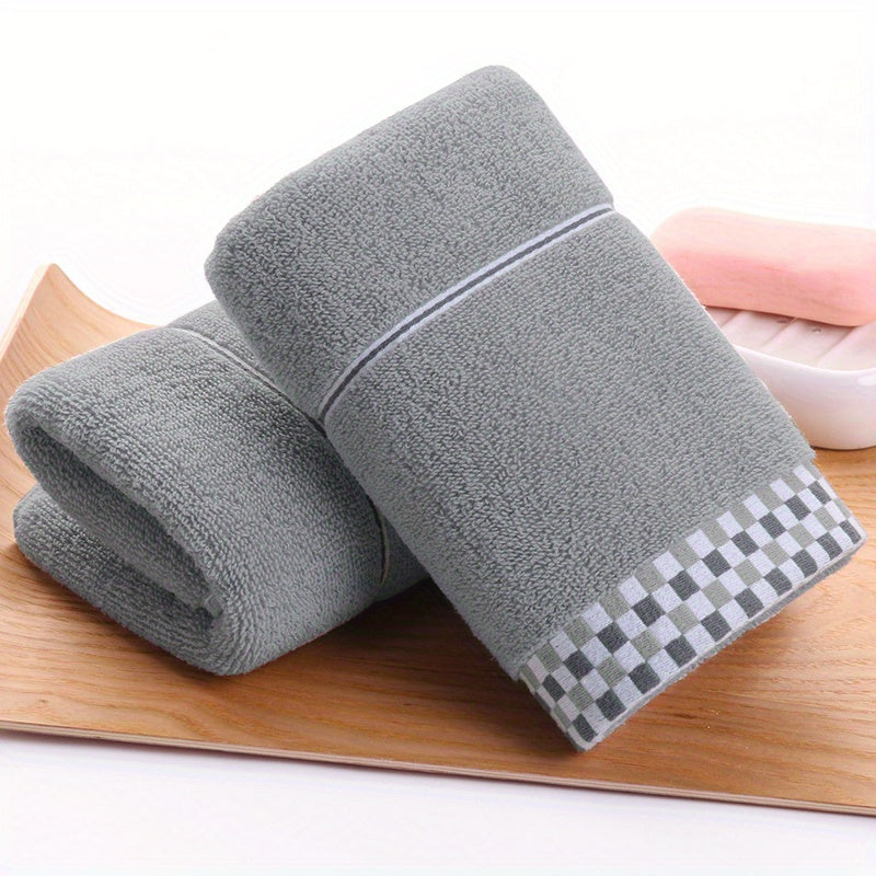 Absorbent Cotton Hand Towel Plaid Pattern Soft And Thickened