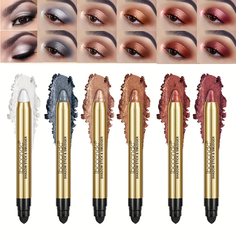 6 Color Pearly Earth Tone Eyeshadow Stick Double Headed Pen