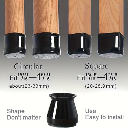 12pcs Felt Silicone Chair Foot Cover Protective Cover Mute Wear-resistant