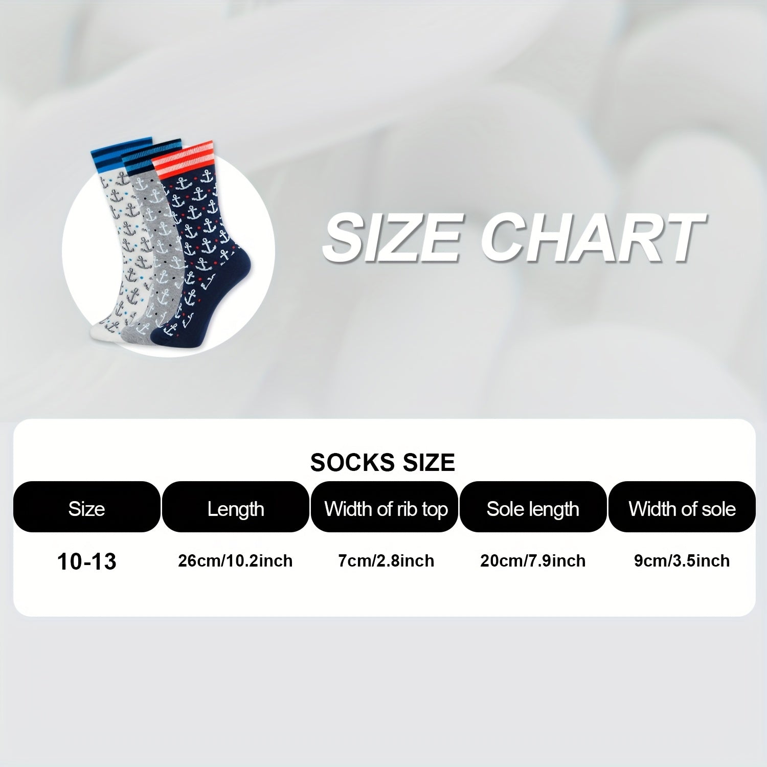 3 Pairs Anchor Pattern Business Long Tube Socks